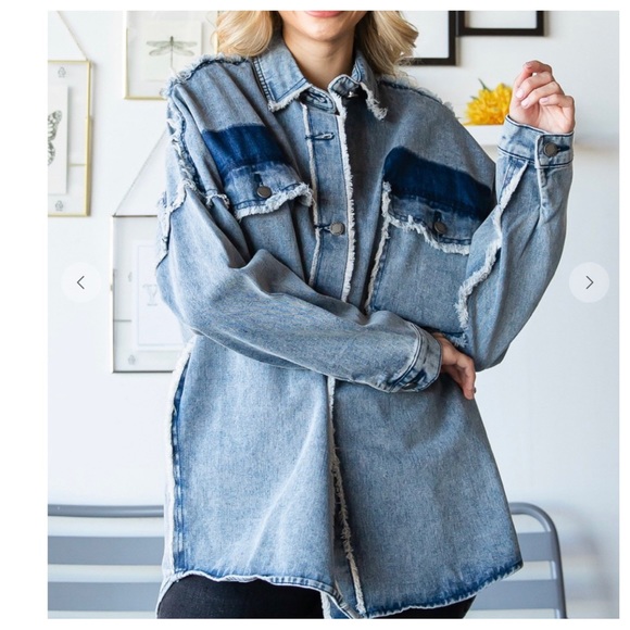 36 Fabulous Color block denim wash Jean Jacket - Picture 8 of 8